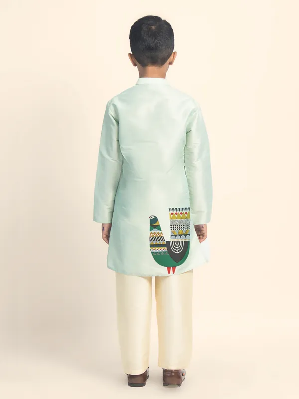 Boys_CottonPrinted_Green_Kurta
