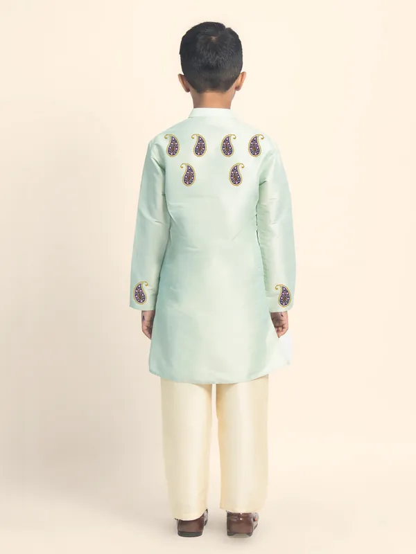 Boys_CottonPrinted_Green_Kurta