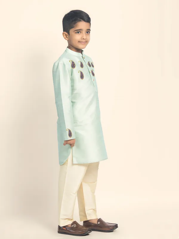 Boys_CottonPrinted_Green_Kurta