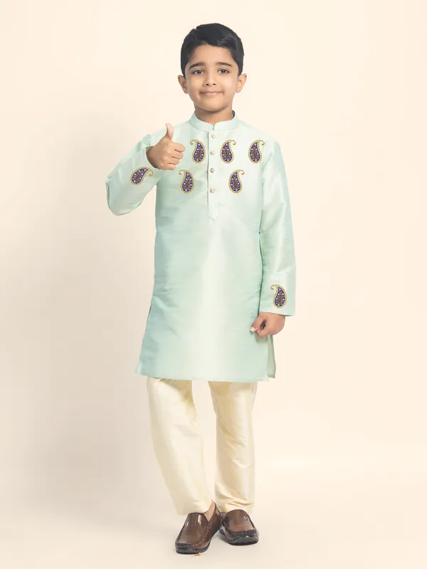 Boys_CottonPrinted_Green_Kurta