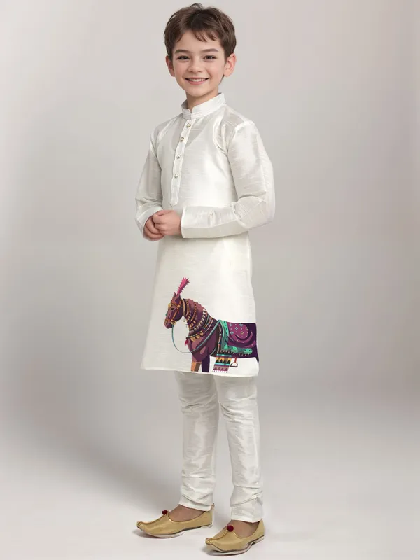 Boys_CottonPrinted_White_Kurta