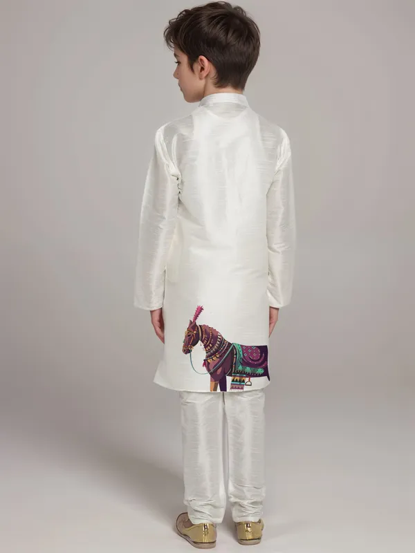 Boys_CottonPrinted_White_Kurta