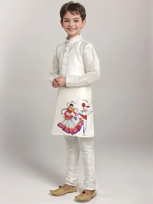 Boys_CottonPrinted_Green_Kurta