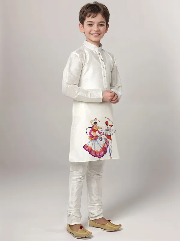 Boys_CottonPrinted_Green_Kurta