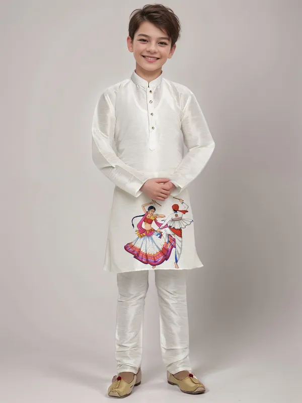 Boys_CottonPrinted_Green_Kurta