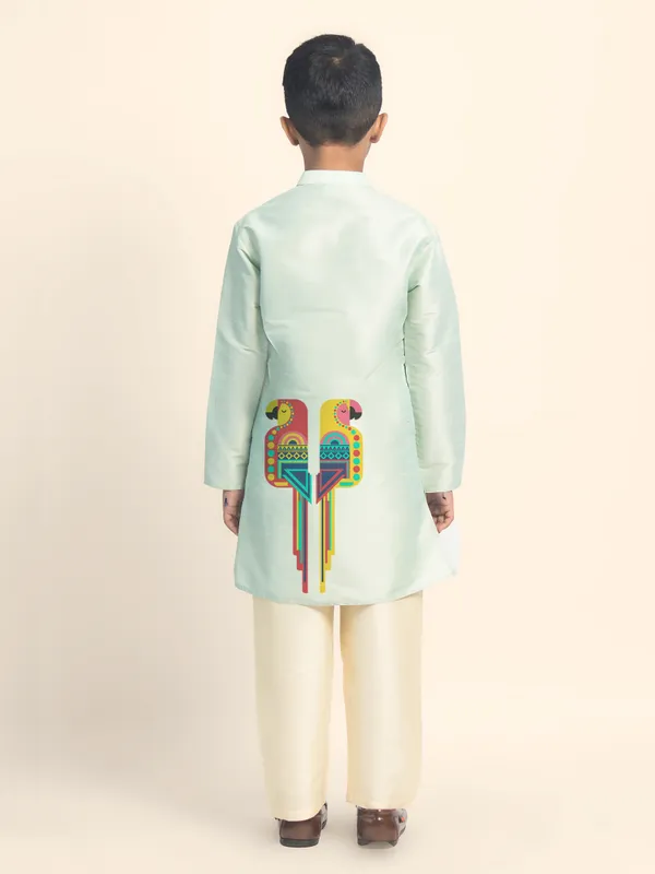Boys_CottonPrinted_Green_Kurta