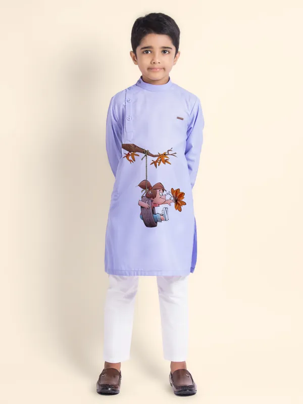 Boys_CottonPrinted_Beige_Kurta