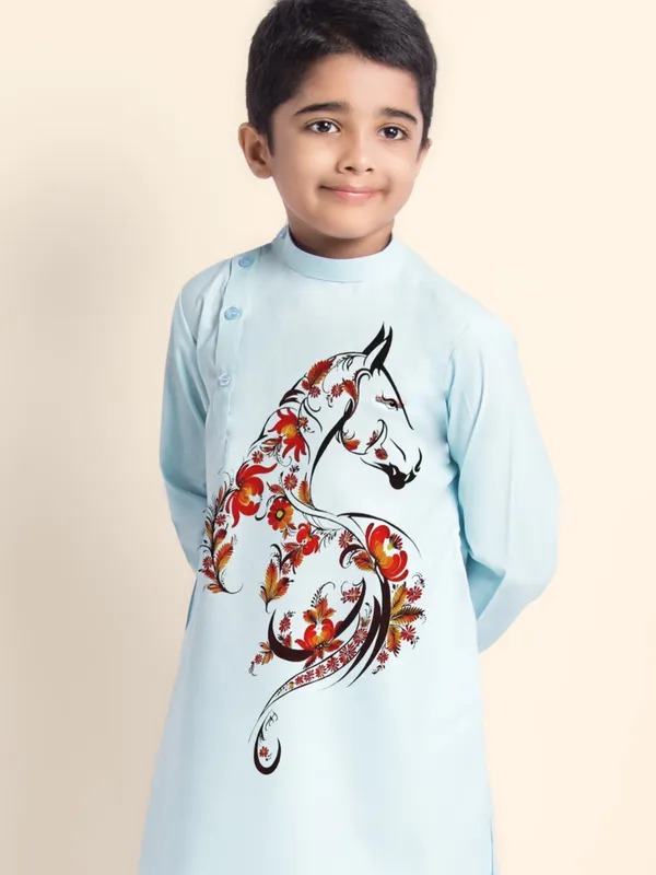 Boys_CottonPrinted_Purple_Kurta