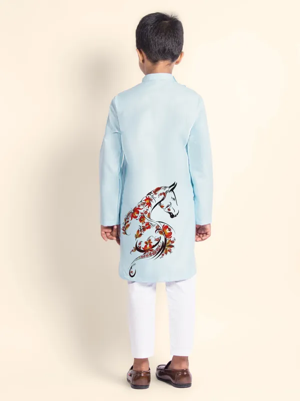 Boys_CottonPrinted_Purple_Kurta