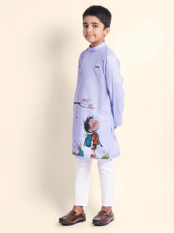 Boys_CottonPrinted_Beige_Kurta