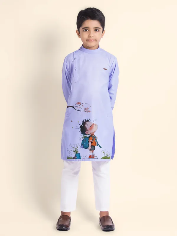Boys_CottonPrinted_Beige_Kurta