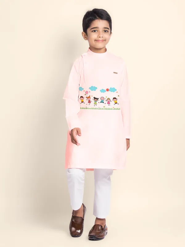Boys_CottonPrinted_Blue_Kurta