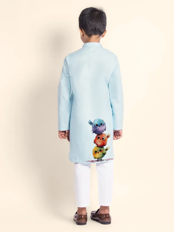 Boys_CottonPrinted_Blue_Kurta