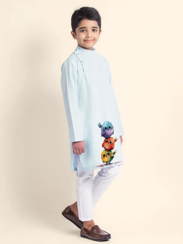 Boys_CottonPrinted_Blue_Kurta
