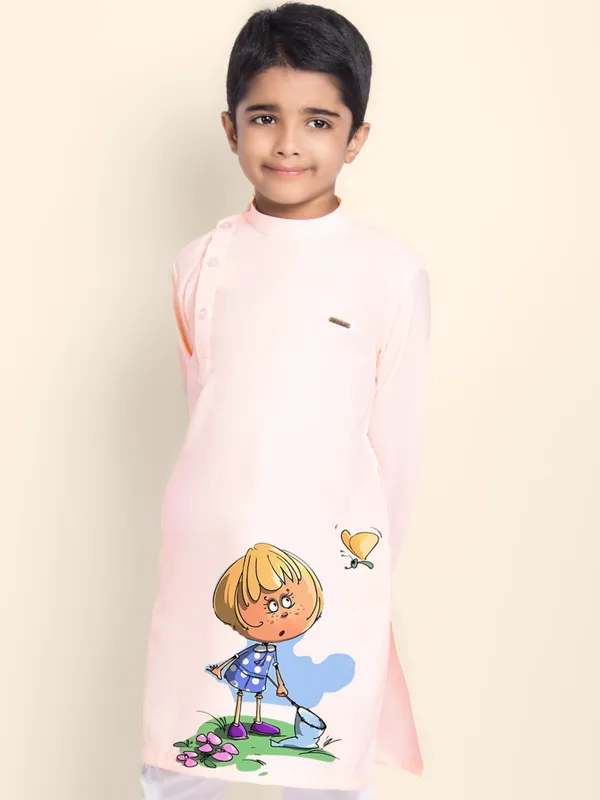 Boys_CottonPrinted_Blue_Kurta