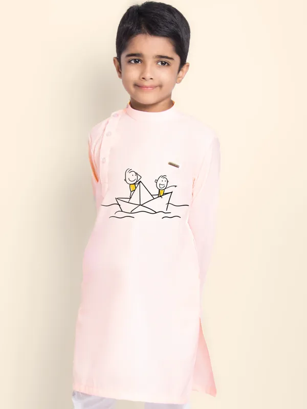 Boys_CottonPrinted_Blue_Kurta