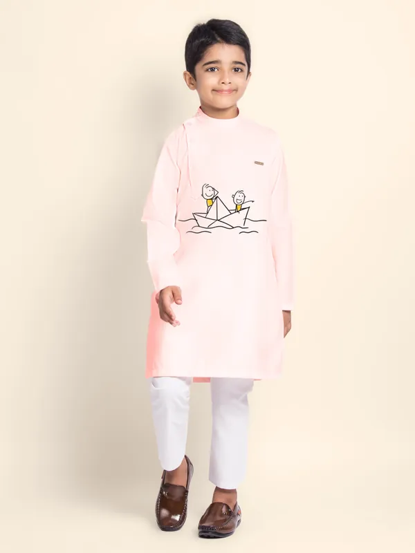 Boys_CottonPrinted_Blue_Kurta