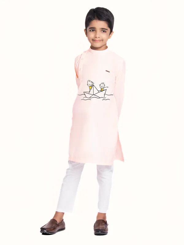 Boys_CottonPrinted_Blue_Kurta