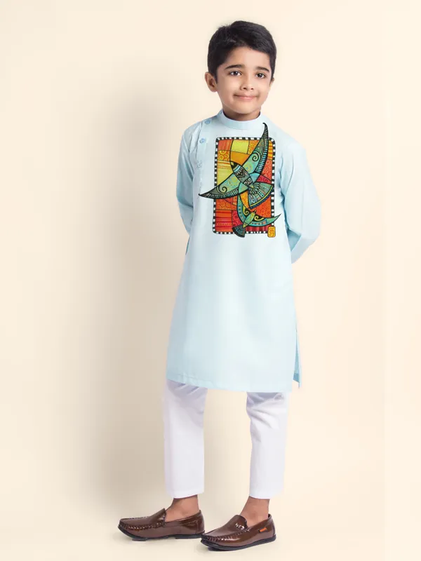 Boys_CottonPrinted_Beige_Kurta