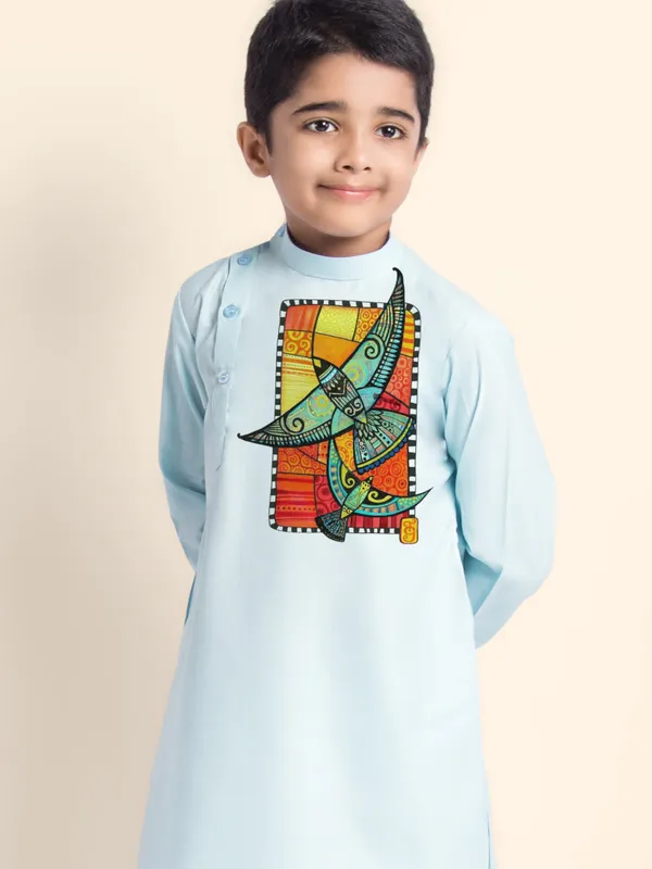 Boys_CottonPrinted_Beige_Kurta