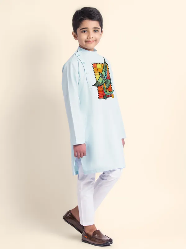 Boys_CottonPrinted_Beige_Kurta
