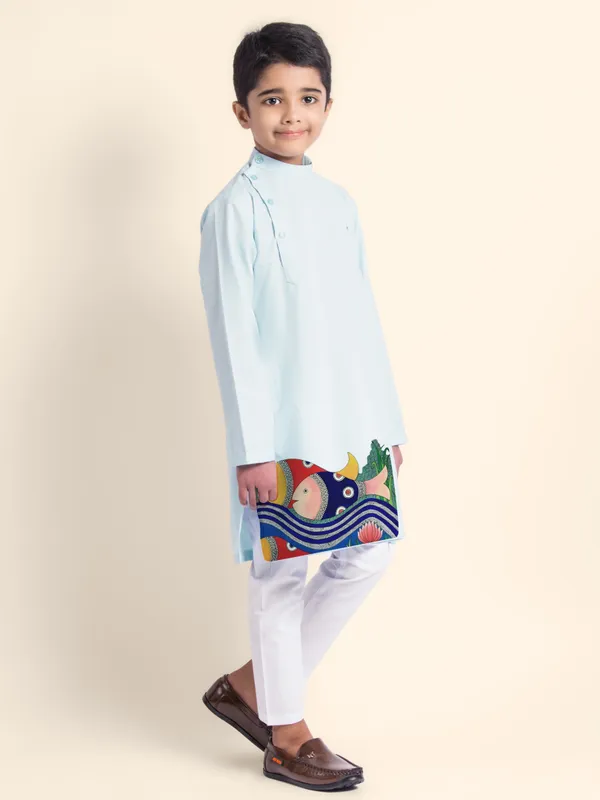 Boys_CottonPrinted_Beige_Kurta