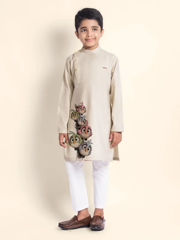 Boys_CottonPrinted_Blue_Kurta