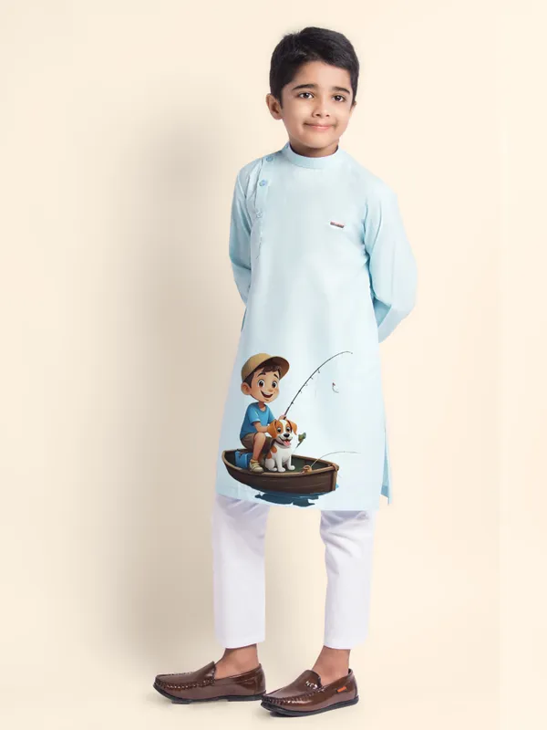 Boys_CottonPrinted_Beige_Kurta