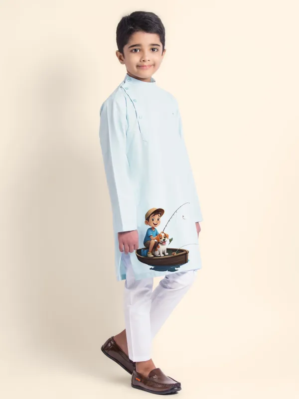 Boys_CottonPrinted_Beige_Kurta