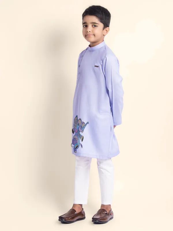 Boys_CottonPrinted_Beige_Kurta