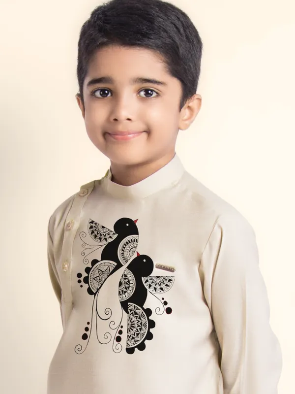 Boys_CottonPrinted_Pink_Kurta