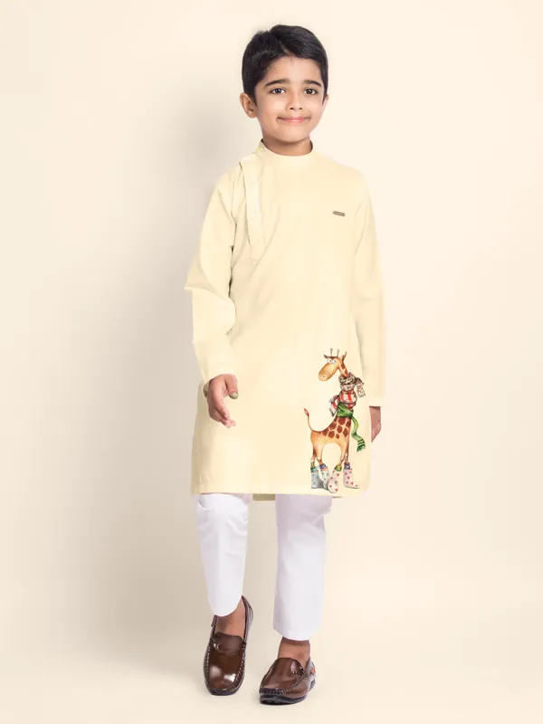 Boys_CottonPrinted_Blue_Kurta