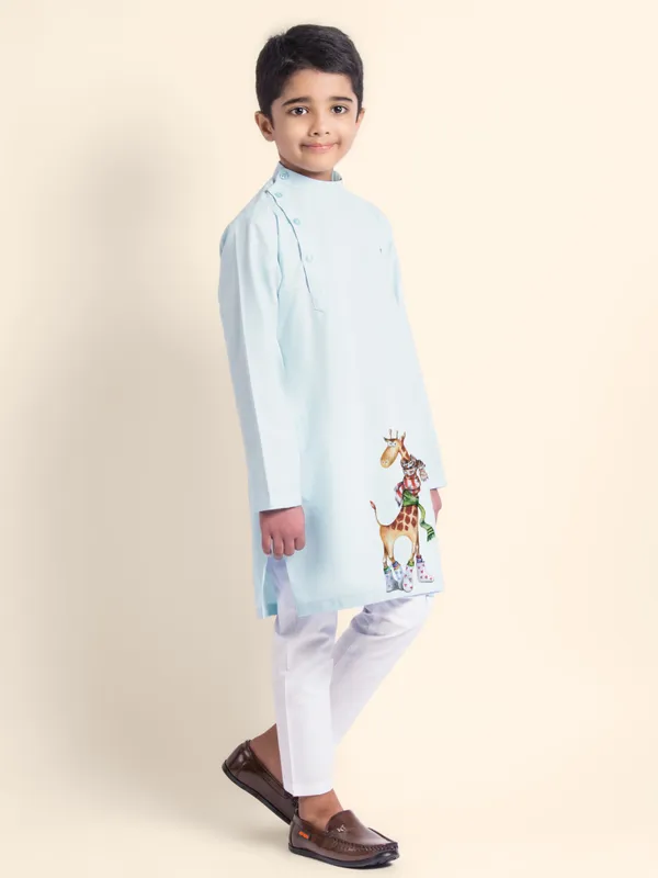 Boys_CottonPrinted_Purple_Kurta