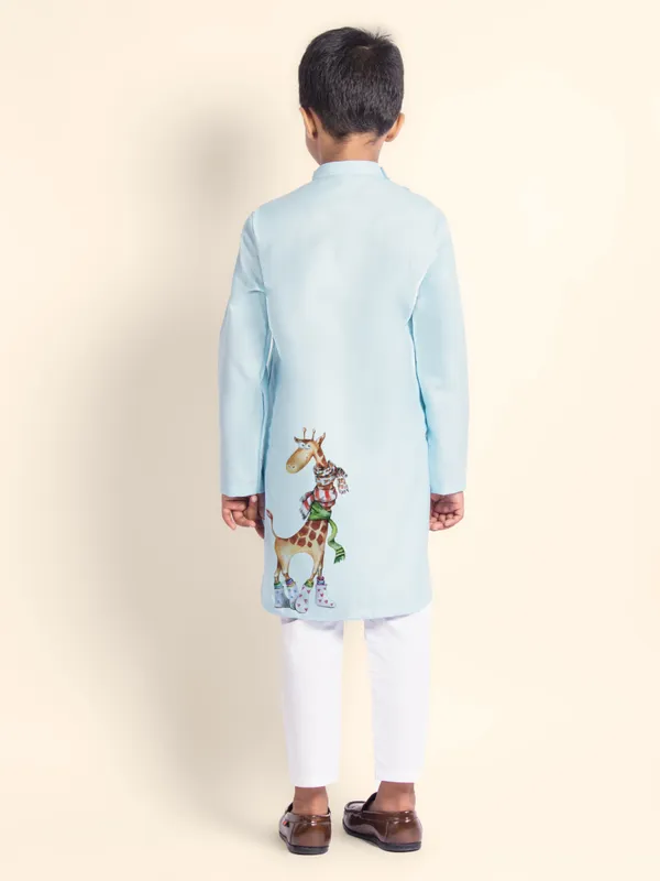 Boys_CottonPrinted_Purple_Kurta