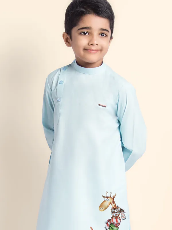 Boys_CottonPrinted_Purple_Kurta