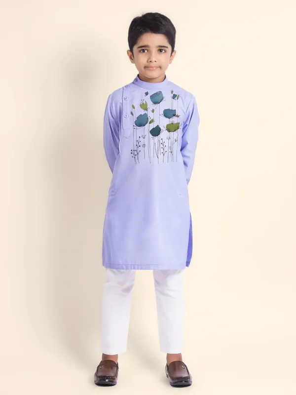 Boys_CottonPrinted_Beige_Kurta