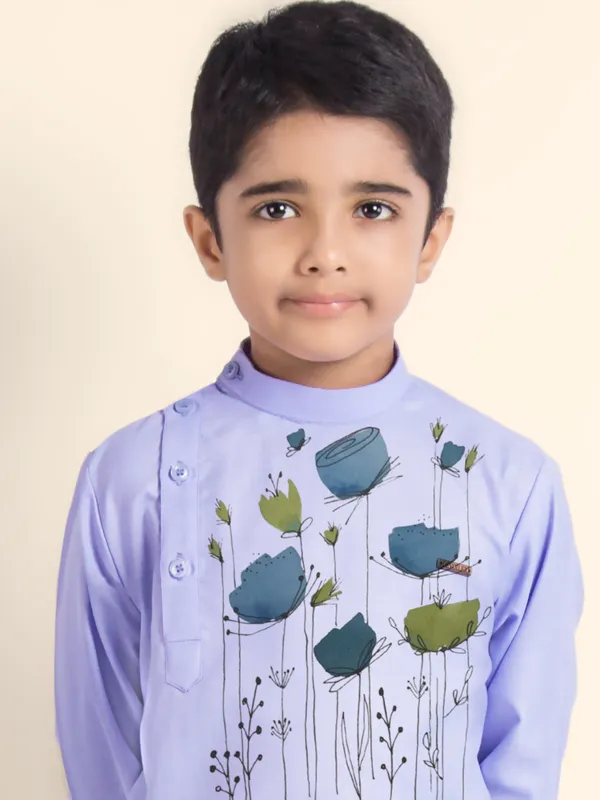 Boys_CottonPrinted_Beige_Kurta