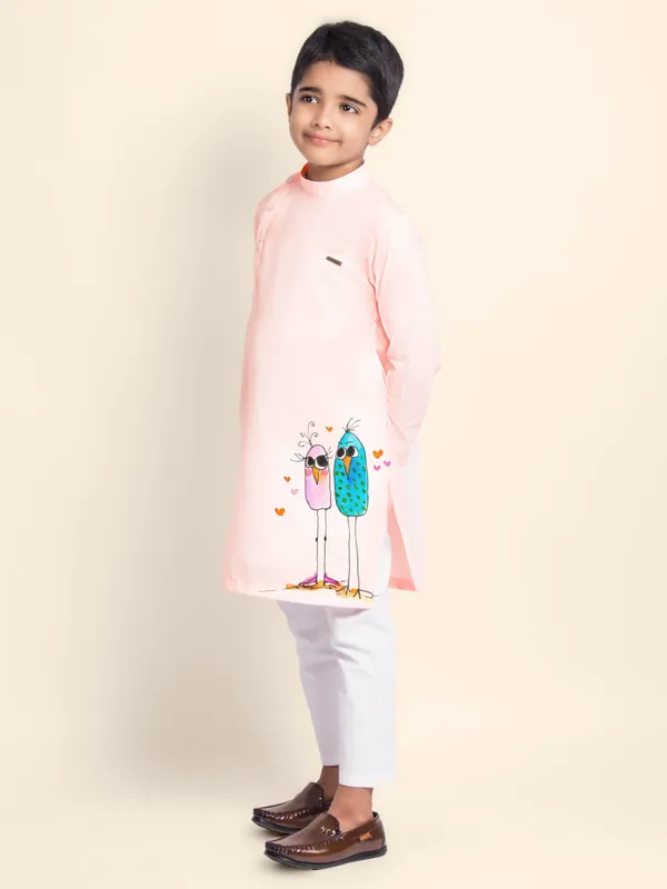 Boys_CottonPrinted_Yellow_Kurta
