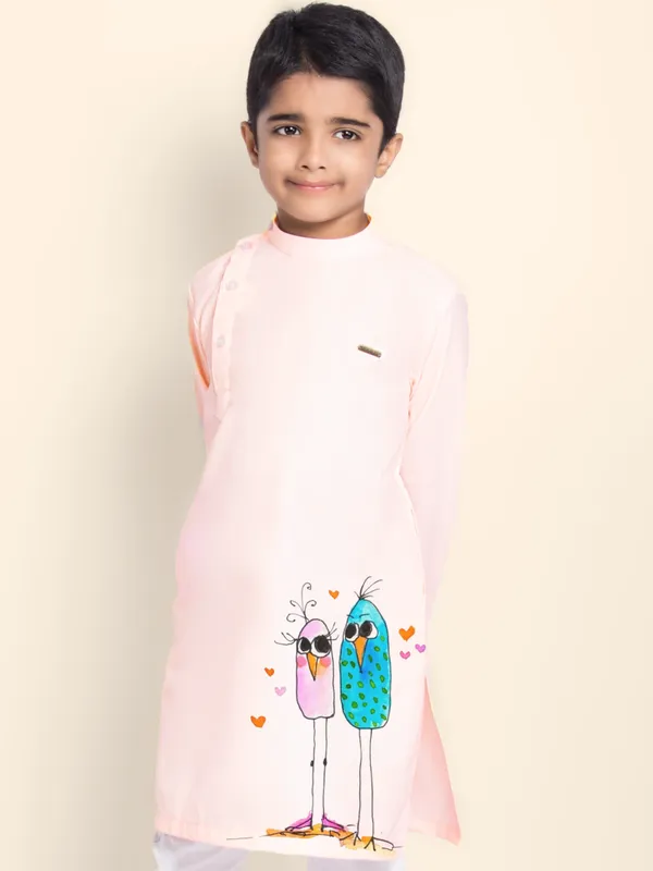 Boys_CottonPrinted_Yellow_Kurta