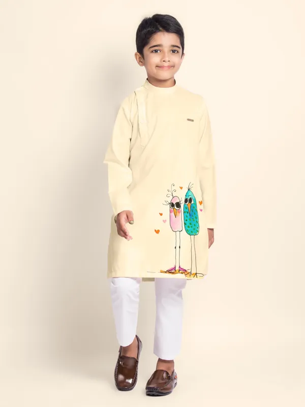 Boys_CottonPrinted_Blue_Kurta