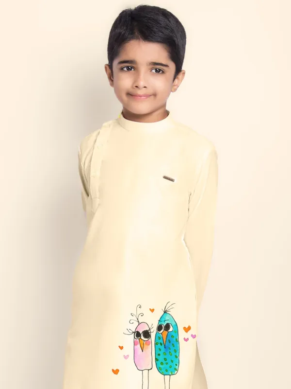 Boys_CottonPrinted_Blue_Kurta