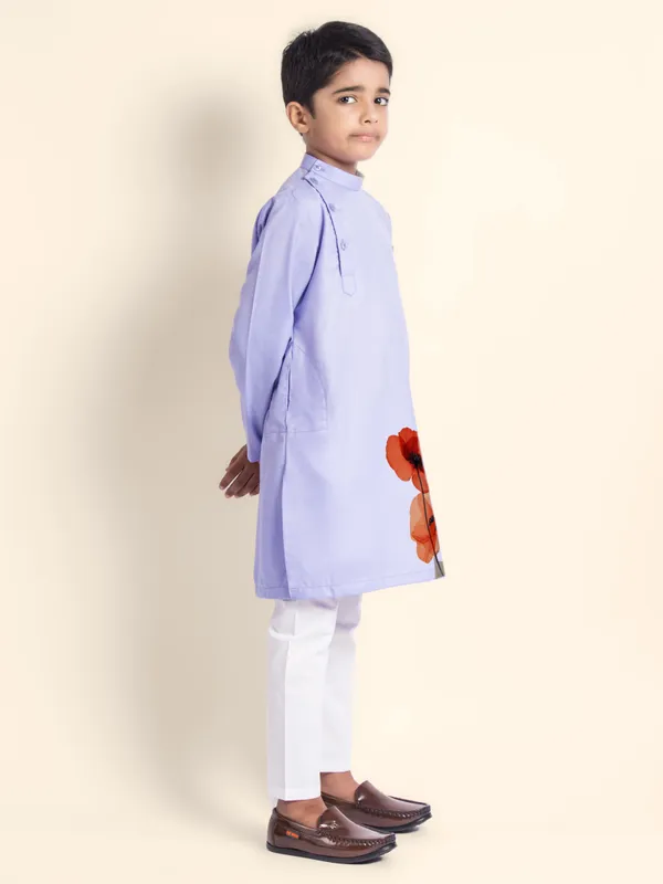 Boys_CottonPrinted_Beige_Kurta