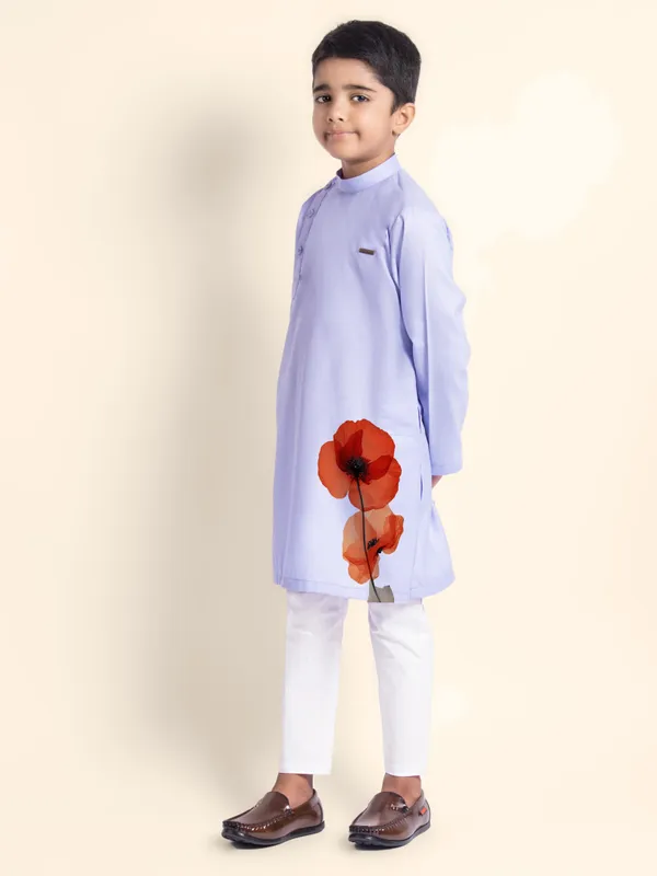 Boys_CottonPrinted_Beige_Kurta