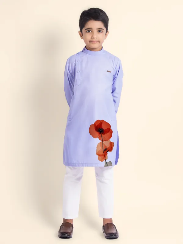Boys_CottonPrinted_Beige_Kurta