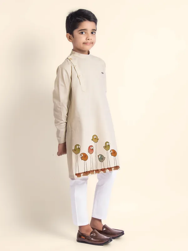 Boys_CottonPrinted_Yellow_Kurta