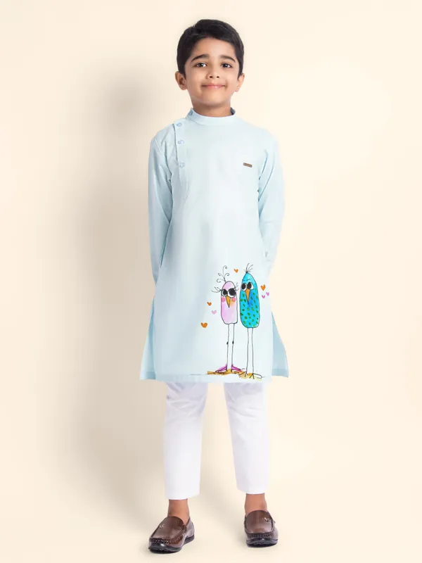 Boys_CottonPrinted_Purple_Kurta