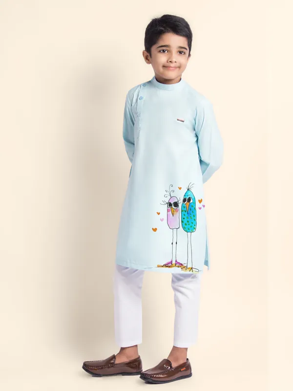 Boys_CottonPrinted_Purple_Kurta