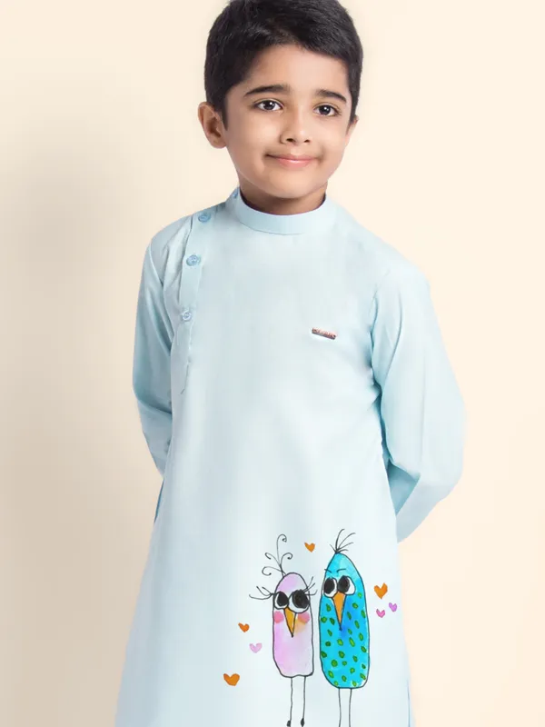 Boys_CottonPrinted_Purple_Kurta