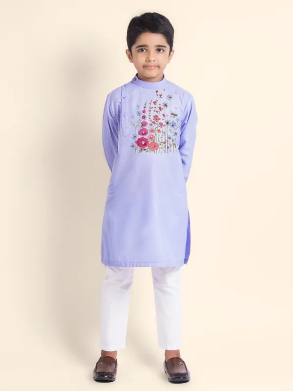 Boys_CottonPrinted_Beige_Kurta