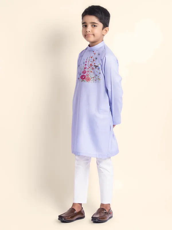 Boys_CottonPrinted_Beige_Kurta